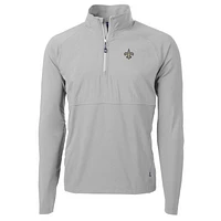 Men's Cutter & Buck Gray New Orleans Saints Adapt Eco Knit Hybrid Recycled Quarter-Zip Raglan Jacket