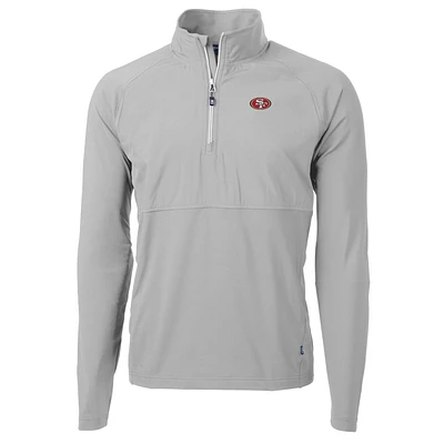 Men's Cutter & Buck Gray San Francisco 49ers Adapt Eco Knit Hybrid Recycled Quarter-Zip Raglan Jacket