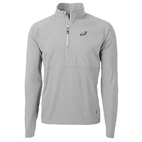 Men's Cutter & Buck Gray Philadelphia Eagles Adapt Eco Knit Hybrid Recycled Quarter-Zip Raglan Jacket