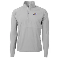 Men's Cutter & Buck Gray Los Angeles Rams Adapt Eco Knit Hybrid Recycled Quarter-Zip Raglan Jacket