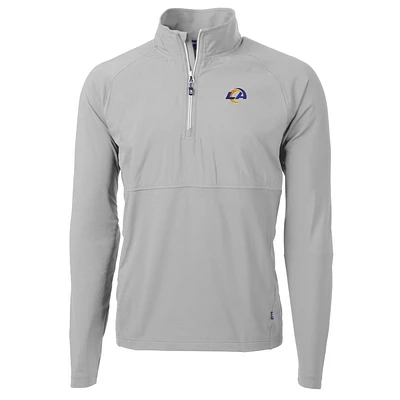 Men's Cutter & Buck Gray Los Angeles Rams Adapt Eco Knit Hybrid Recycled Quarter-Zip Raglan Jacket