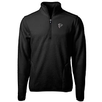 Men's Cutter & Buck Black Atlanta Falcons Cascade Eco Sherpa Fleece Quarter-Zip Pullover Jacket