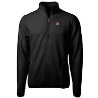 Men's Cutter & Buck Black Cincinnati Bengals Cascade Eco Sherpa Fleece Quarter-Zip Pullover Jacket