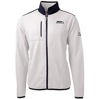 Men's Cutter & Buck White Seattle Seahawks Cascade Eco Sherpa Fleece Full-Zip Jacket