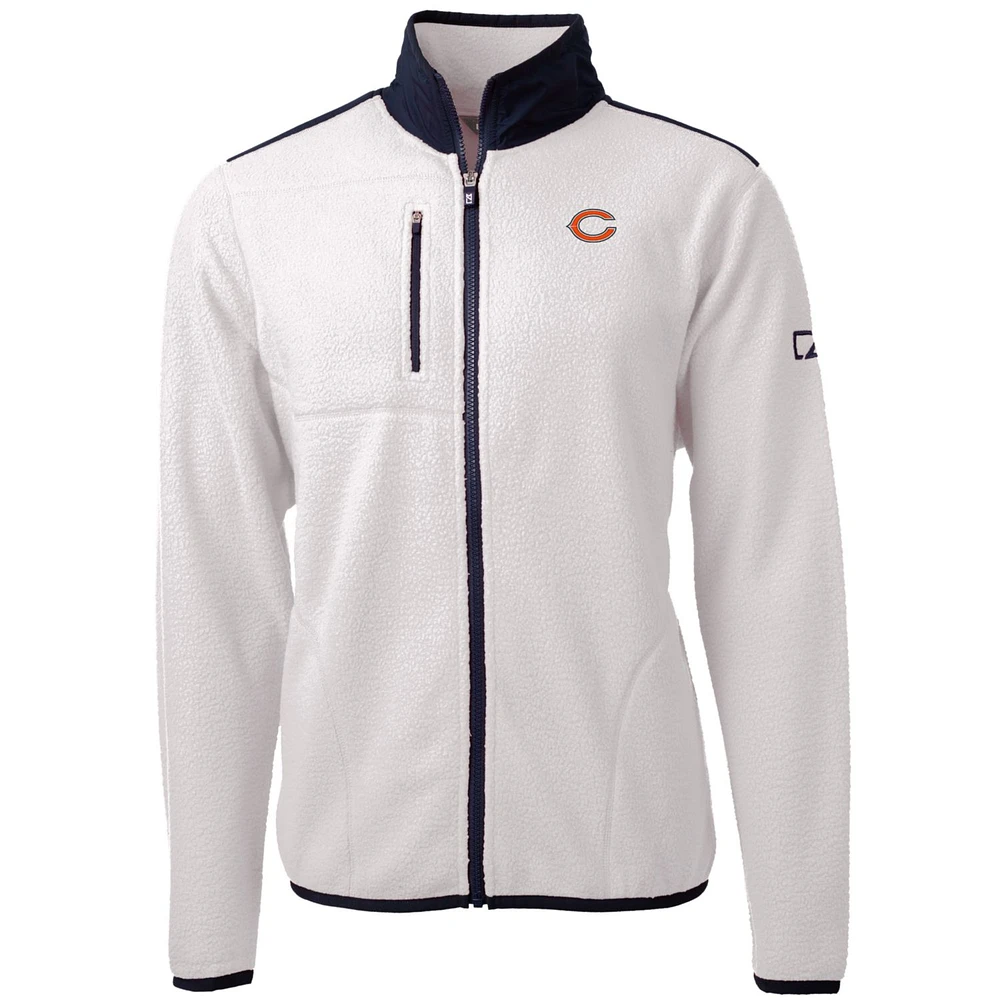 Men's Cutter & Buck White Chicago Bears Cascade Eco Sherpa Fleece Full-Zip Jacket