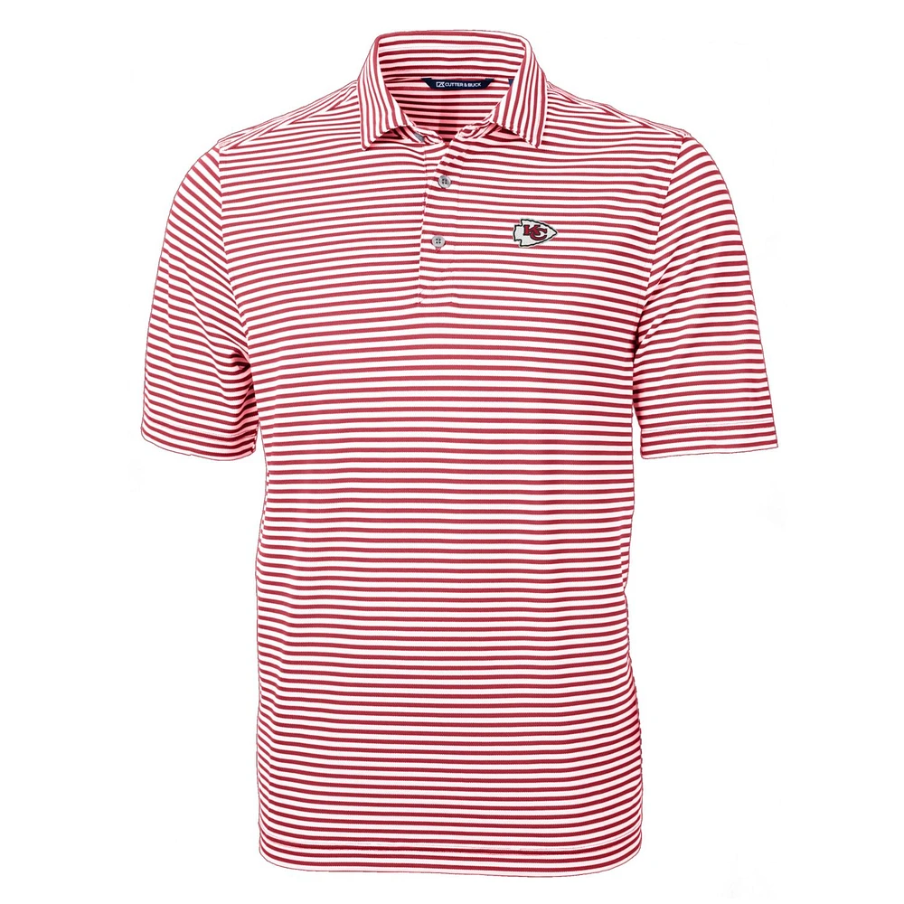 Men's Cutter & Buck Red Kansas City Chiefs Virtue Eco Pique Stripe Polo