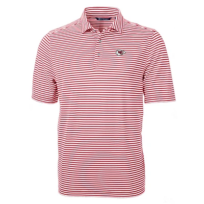 Men's Cutter & Buck Red Kansas City Chiefs Virtue Eco Pique Stripe Polo
