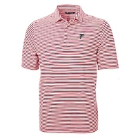 Men's Cutter & Buck Red Atlanta Falcons Virtue Eco Pique Stripe Polo