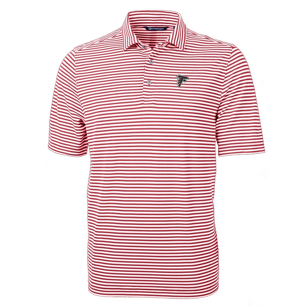 Men's Cutter & Buck Red Atlanta Falcons Virtue Eco Pique Stripe Polo