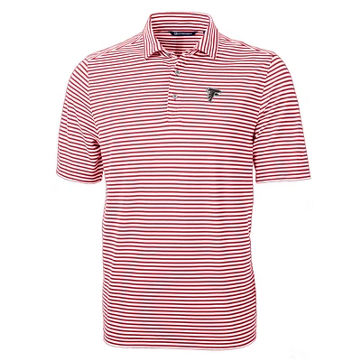 Men's Cutter & Buck Red Atlanta Falcons Virtue Eco Pique Stripe Polo