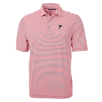 Men's Cutter & Buck Red Atlanta Falcons Virtue Eco Pique Stripe Polo