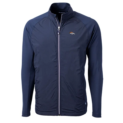 Men's Cutter & Buck Navy Denver Broncos Big Tall Adapt Eco Knit Full-Zip Raglan Jacket