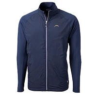 Men's Cutter & Buck Navy Los Angeles Chargers Big Tall Adapt Eco Knit Full-Zip Raglan Jacket