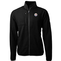 Men's Cutter & Buck Black Pittsburgh Steelers Big Tall Cascade Eco Sherpa Fleece Full-Zip Jacket