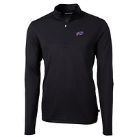 Men's Cutter & Buck Black Buffalo Bills Big & Tall Virtue Eco Pique Quarter-Zip Pullover Jacket