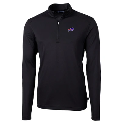 Men's Cutter & Buck Black Buffalo Bills Big & Tall Virtue Eco Pique Quarter-Zip Pullover Jacket
