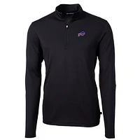 Men's Cutter & Buck Black Buffalo Bills Big & Tall Virtue Eco Pique Quarter-Zip Pullover Jacket