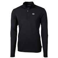 Men's Cutter & Buck Black Green Bay Packers Big Tall Virtue Eco Pique Quarter-Zip Pullover Jacket