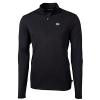 Men's Cutter & Buck Black Green Bay Packers Big Tall Virtue Eco Pique Quarter-Zip Pullover Jacket