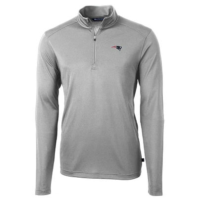 Men's Cutter & Buck Gray New England Patriots Big & Tall Virtue Eco Pique Quarter-Zip Pullover Jacket