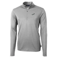 Men's Cutter & Buck Gray Philadelphia Eagles Big Tall Virtue Eco Pique Quarter-Zip Pullover Jacket