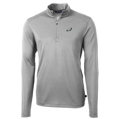 Men's Cutter & Buck Gray Philadelphia Eagles Big Tall Virtue Eco Pique Quarter-Zip Pullover Jacket