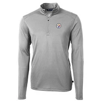 Men's Cutter & Buck Gray Pittsburgh Steelers Big Tall Virtue Eco Pique Quarter-Zip Pullover Jacket
