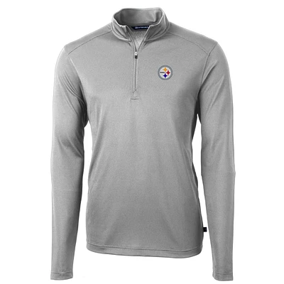 Men's Cutter & Buck Gray Pittsburgh Steelers Big Tall Virtue Eco Pique Quarter-Zip Pullover Jacket