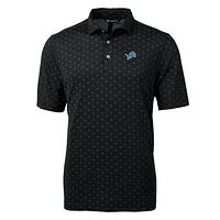 Men's Cutter & Buck Black Detroit Lions Big Tall Virtue Eco Pique Tile Polo