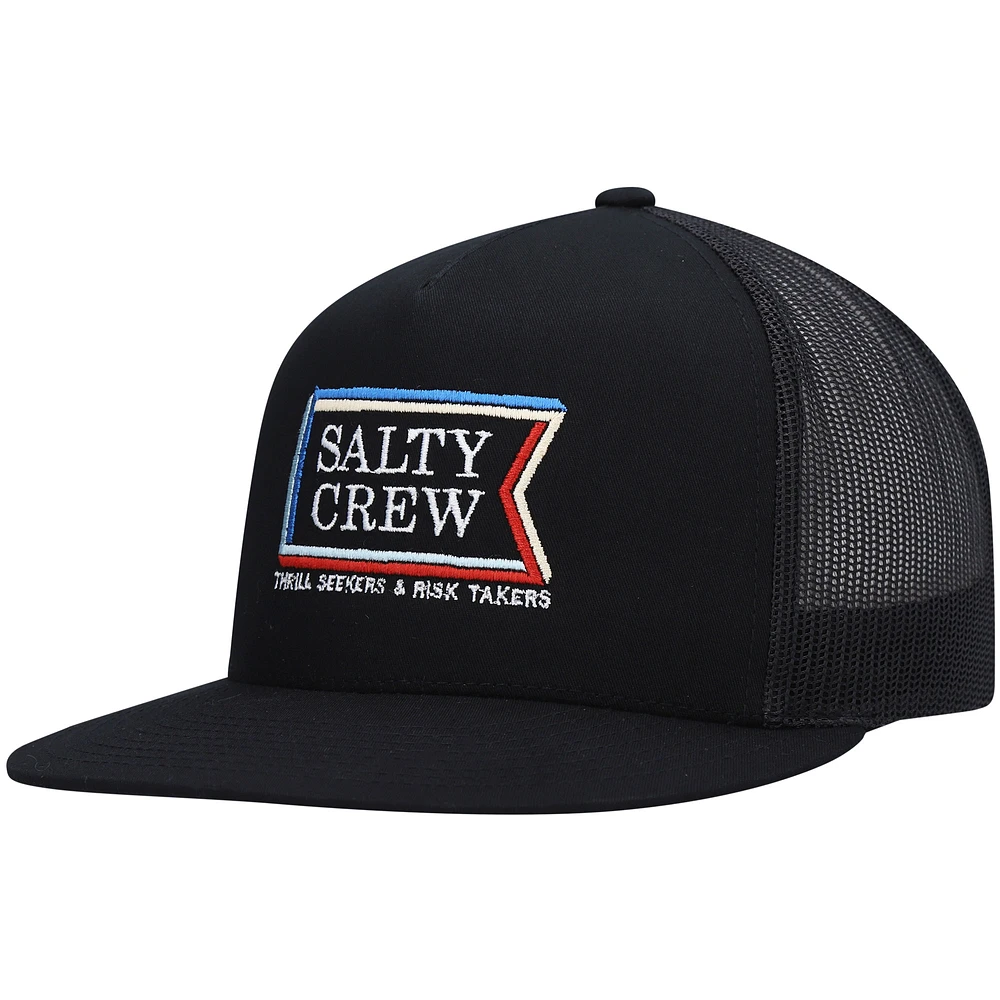 Men's Salty Crew Black Layers Trucker Snapback Hat