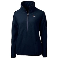 Women's Cutter & Buck Navy Denver Broncos Cascade Eco Sherpa Fleece Half-Zip Pullover Jacket