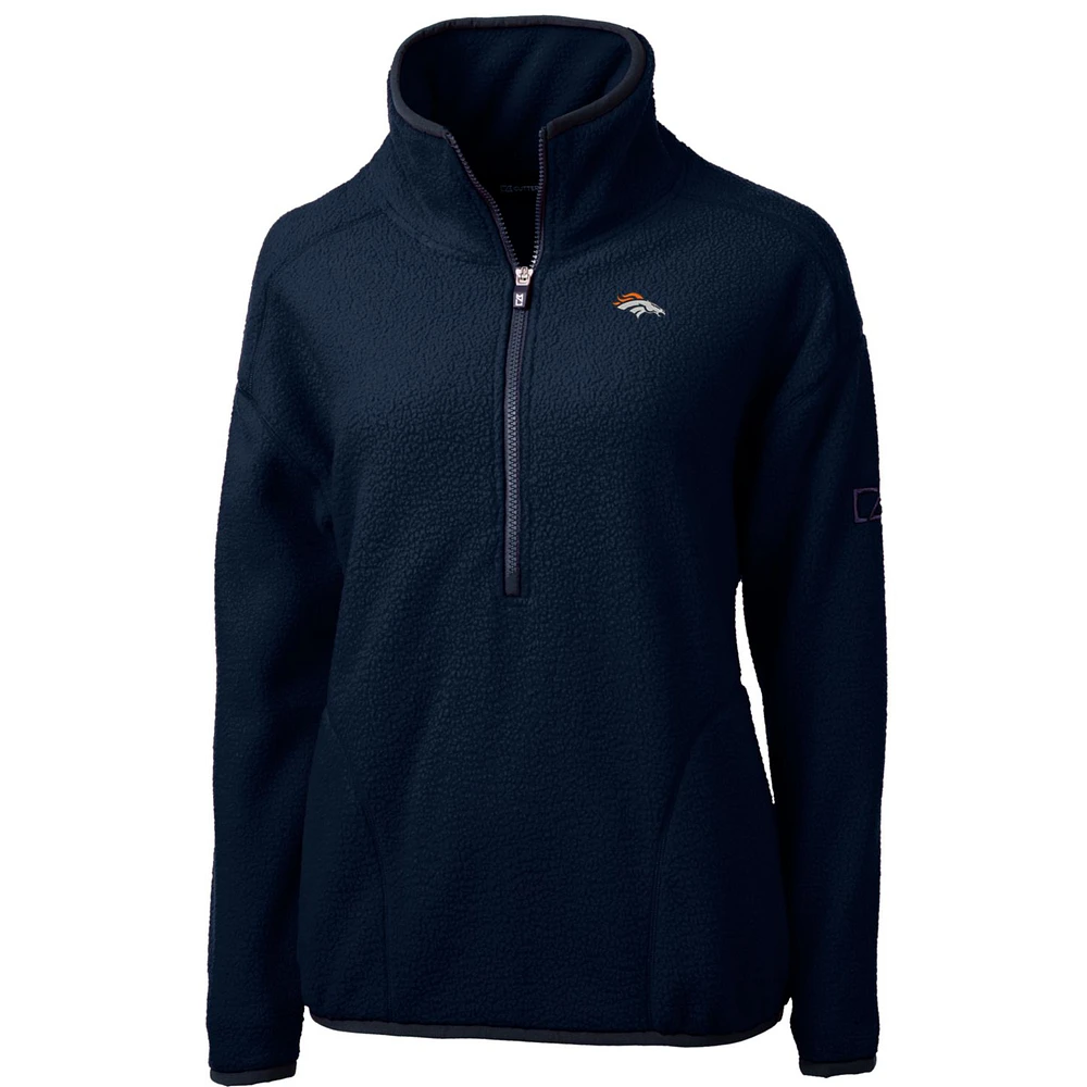 Women's Cutter & Buck Navy Denver Broncos Cascade Eco Sherpa Fleece Half-Zip Pullover Jacket