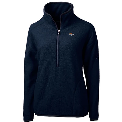 Women's Cutter & Buck Navy Denver Broncos Cascade Eco Sherpa Fleece Half-Zip Pullover Jacket