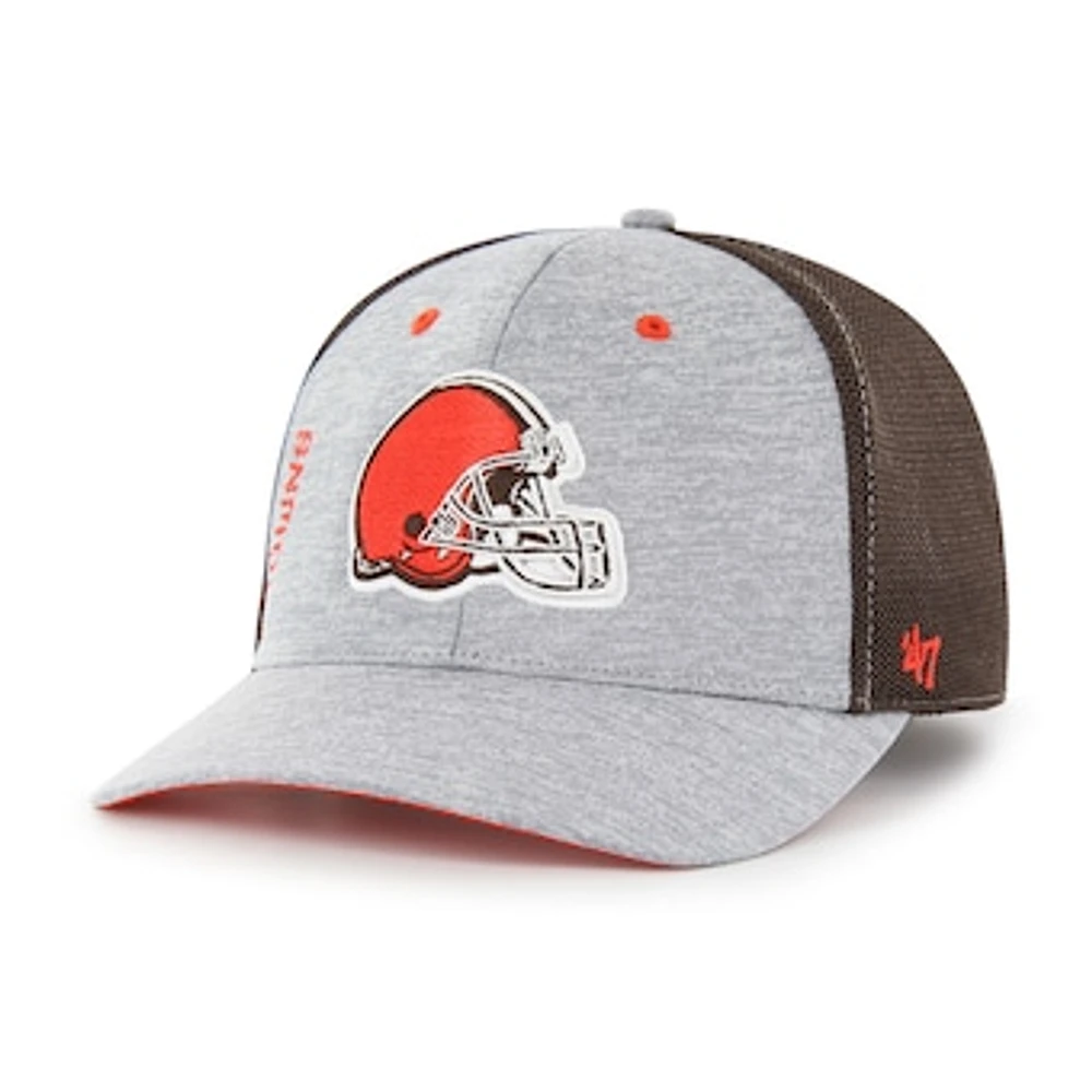 Men's '47 Gray/Brown Cleveland Browns Pixelation Trophy Flex Hat