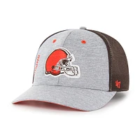 Men's '47 Gray/Brown Cleveland Browns Pixelation Trophy Flex Hat