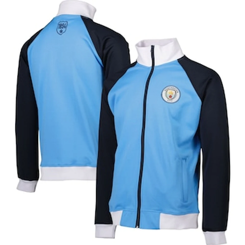 Men's Sky Blue Manchester City Retro Track Raglan Full-Zip Jacket