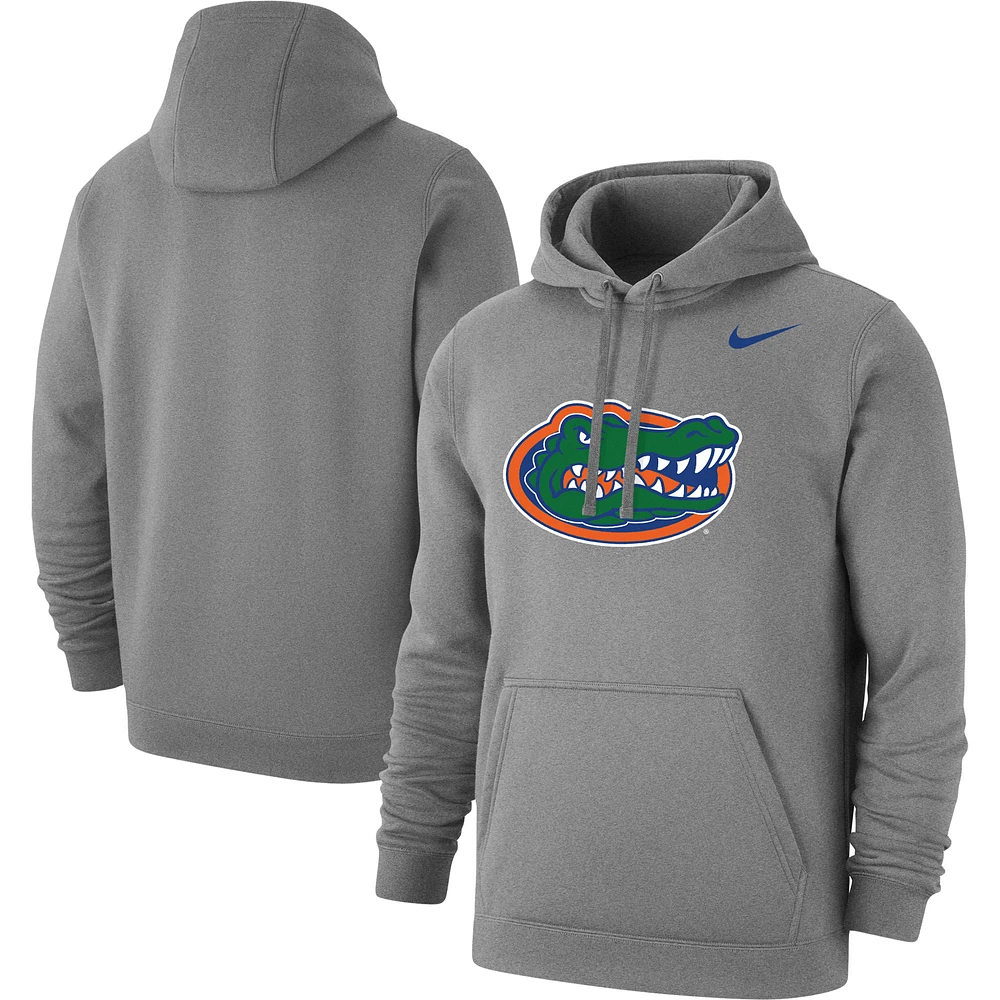 Men's Nike Heather Gray Florida Gators Logo Club Pullover Hoodie