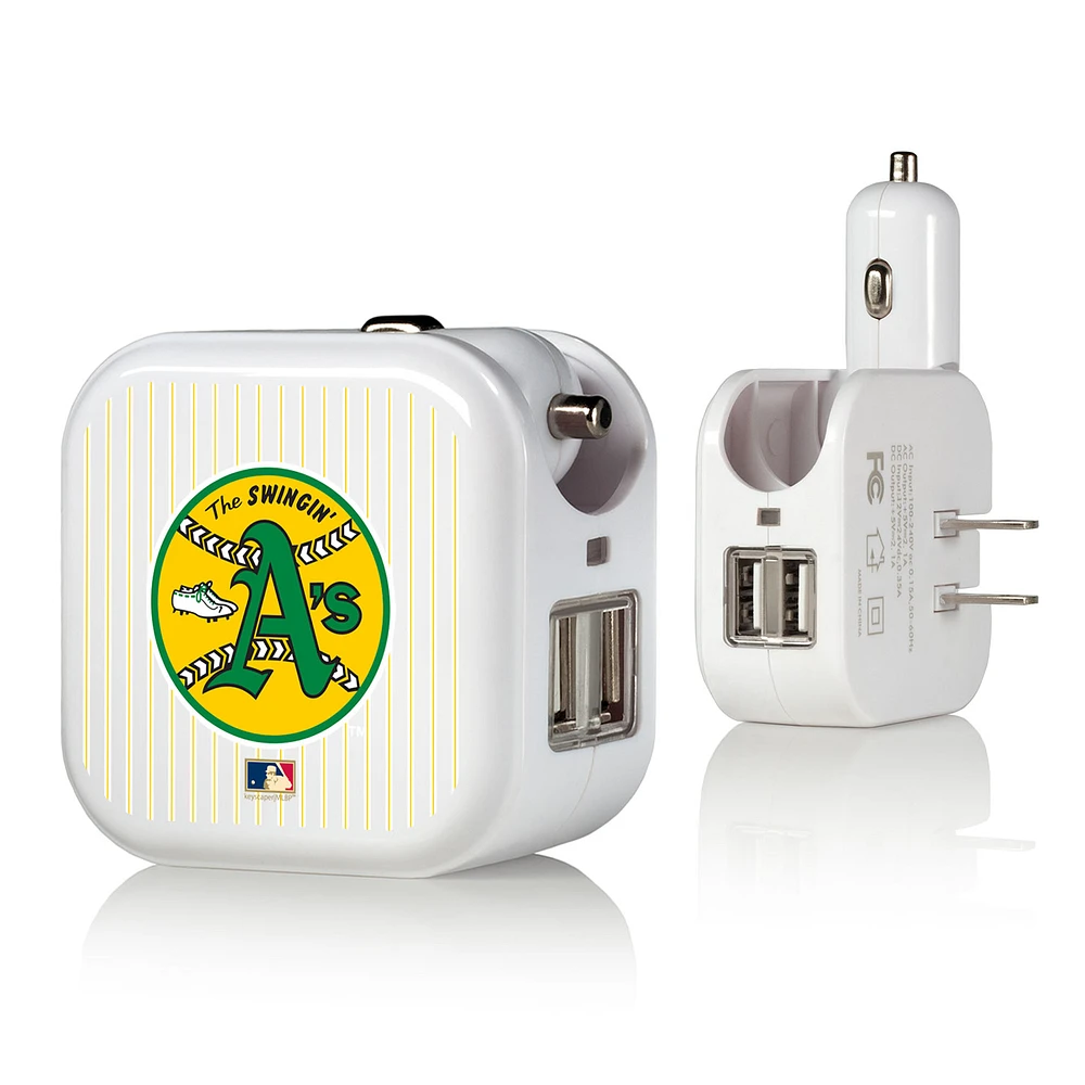 Athletics 2-in-1 Pinstripe Cooperstown Design USB Charger