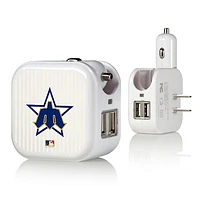 Seattle Mariners Pinstripe Cooperstown Design 2-in-1 USB Charger
