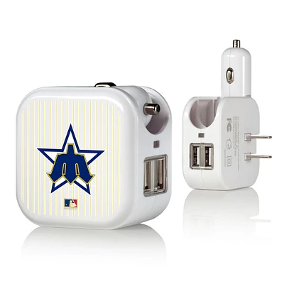 Seattle Mariners Pinstripe Cooperstown Design 2-in-1 USB Charger