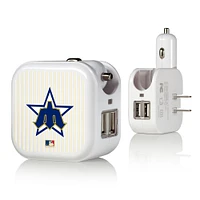 Seattle Mariners Pinstripe Cooperstown Design 2-in-1 USB Charger