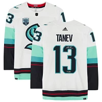 Brandon Tanev White Seattle Kraken Autographed adidas Authentic Jersey with "Turbo" Inscription and Inaugural Season Jersey Patch