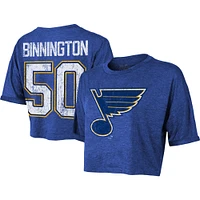 Women's Majestic ThreadsJordan Binnington Blue St. Louis Blues Boxy Crop Name & Number Cropped T-Shirt