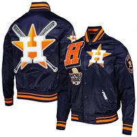 Men's Pro Standard Navy Houston Astros Mash Up Satin Full-Snap Jacket