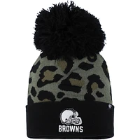 Women's '47 Green/Black Cleveland Browns Bagheera Cuffed Knit Hat with Pom