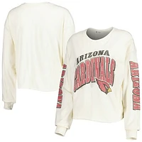 Women's '47 Cream Arizona Cardinals Brush Back Parkway Cropped Lightweight Long Sleeve T-Shirt