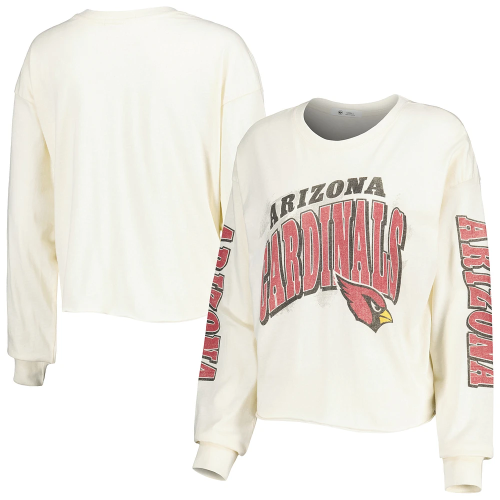 Women's '47 Cream Arizona Cardinals Brush Back Parkway Cropped Lightweight Long Sleeve T-Shirt