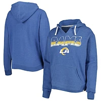 Women's '47 Royal Los Angeles Rams Color Rise Kennedy Notch Neck Pullover Hoodie