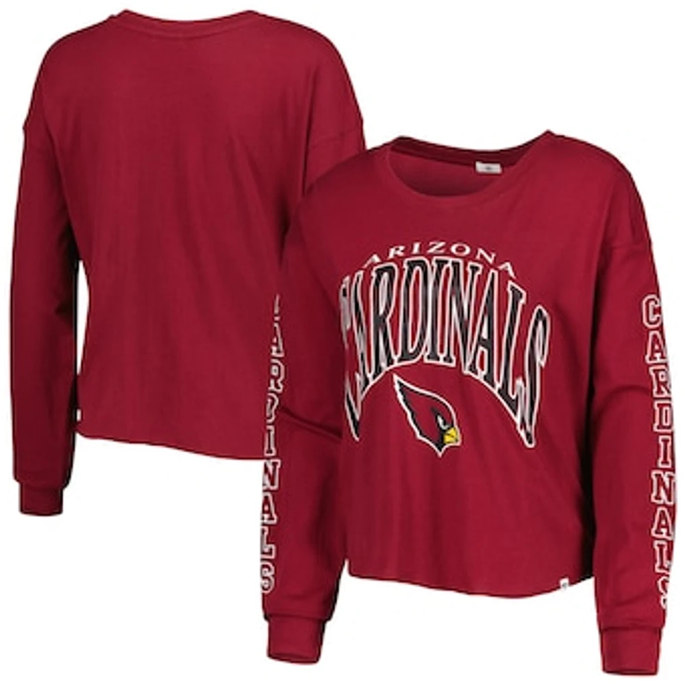 Women's '47 Cardinal Arizona Cardinals Skyler Parkway Cropped Long Sleeve T-Shirt