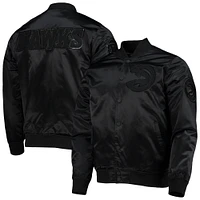 Men's Pro Standard Atlanta Hawks Triple Black Gloss Satin Full-Snap Jacket